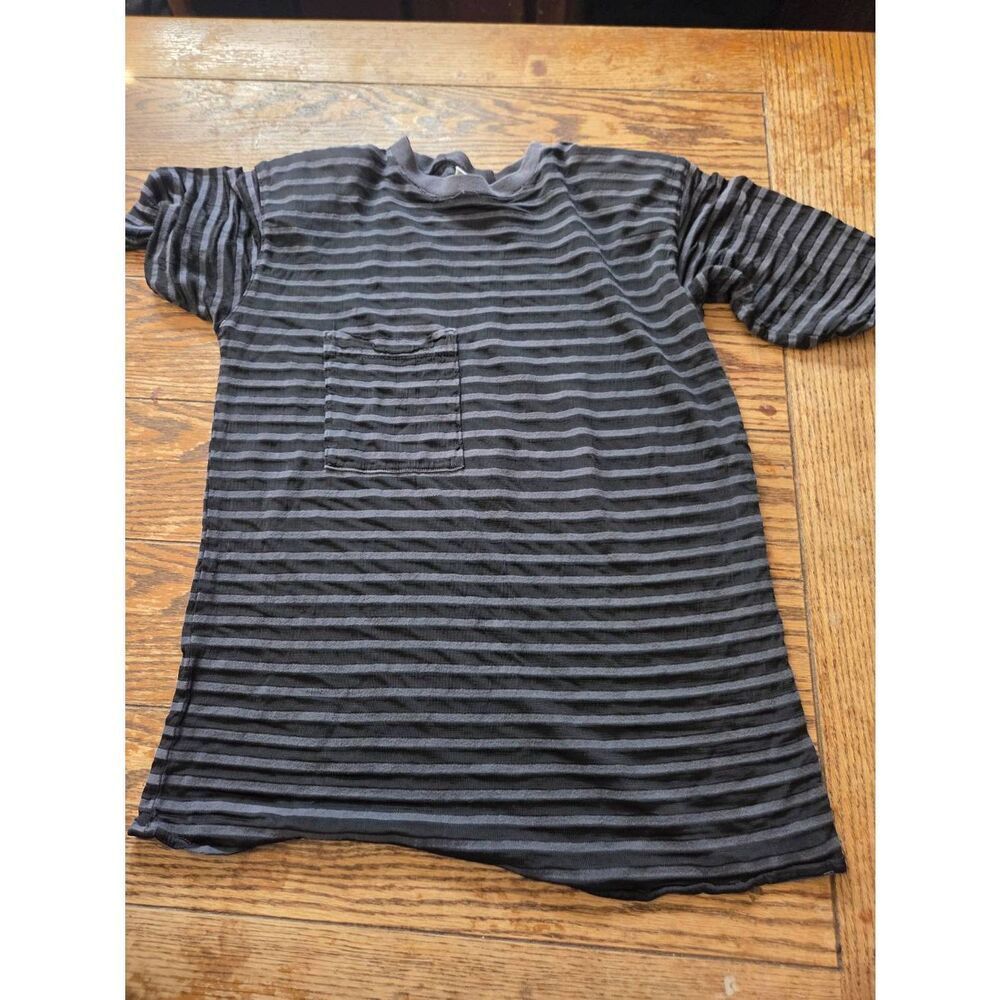 Vintage CP Shades black striped shoulder pads tshirt sz Medium